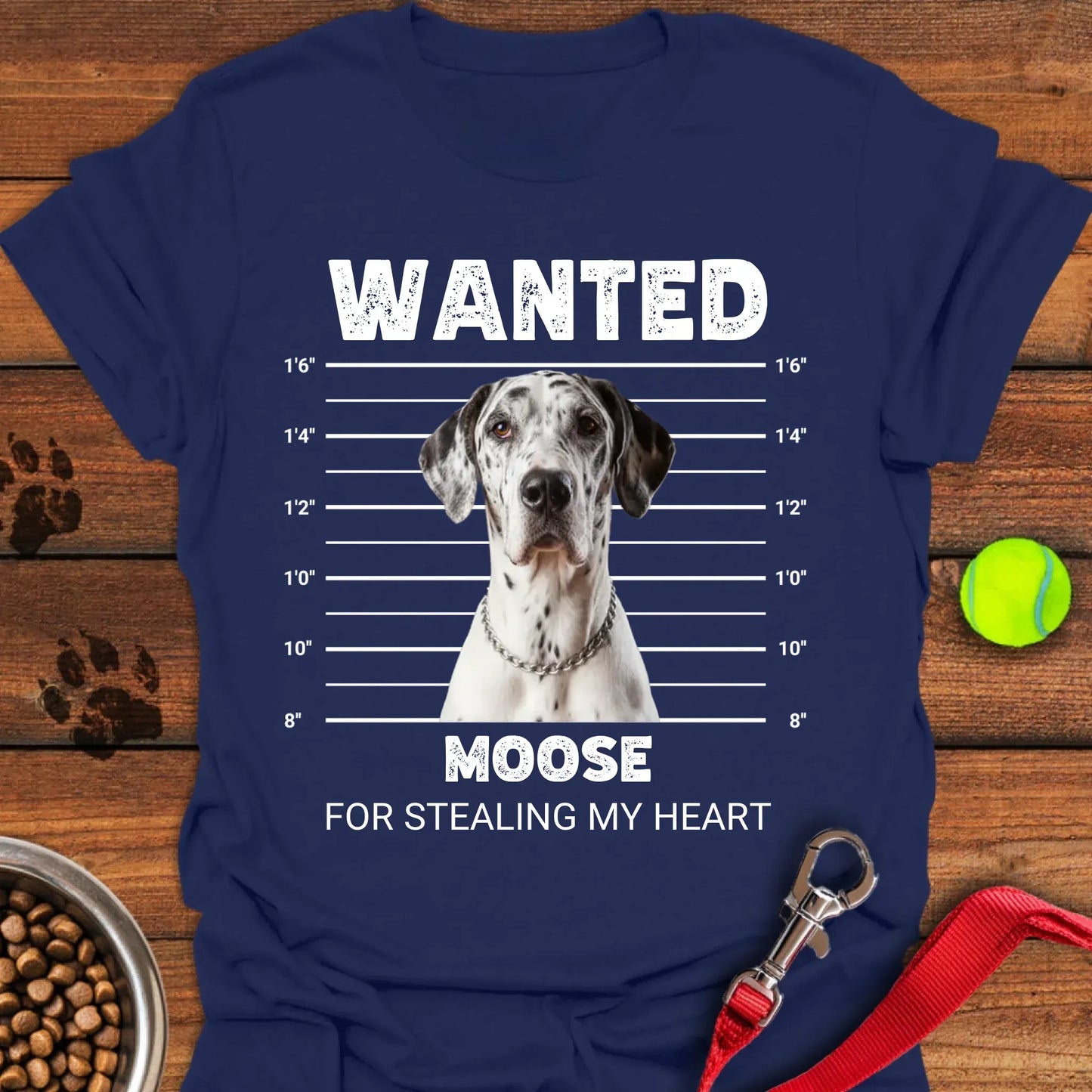 Personalized Great Dane Mugshot Unisex Softstyle T-Shirt Navy