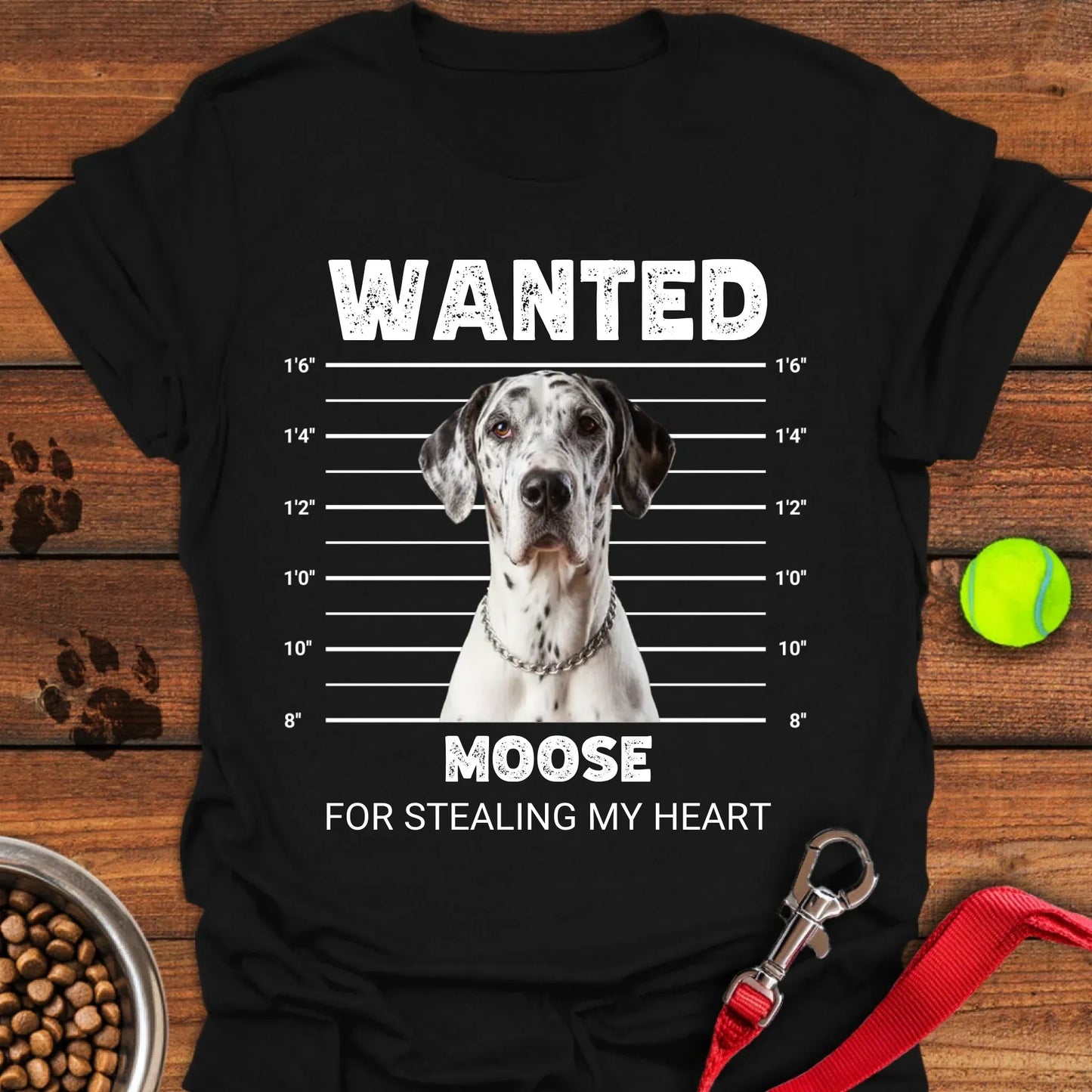 Personalized Great Dane Mugshot Unisex Softstyle T-Shirt Black