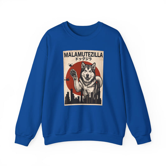 Alaskan Malamute Malamutezilla Crewneck Sweatshirt Royal