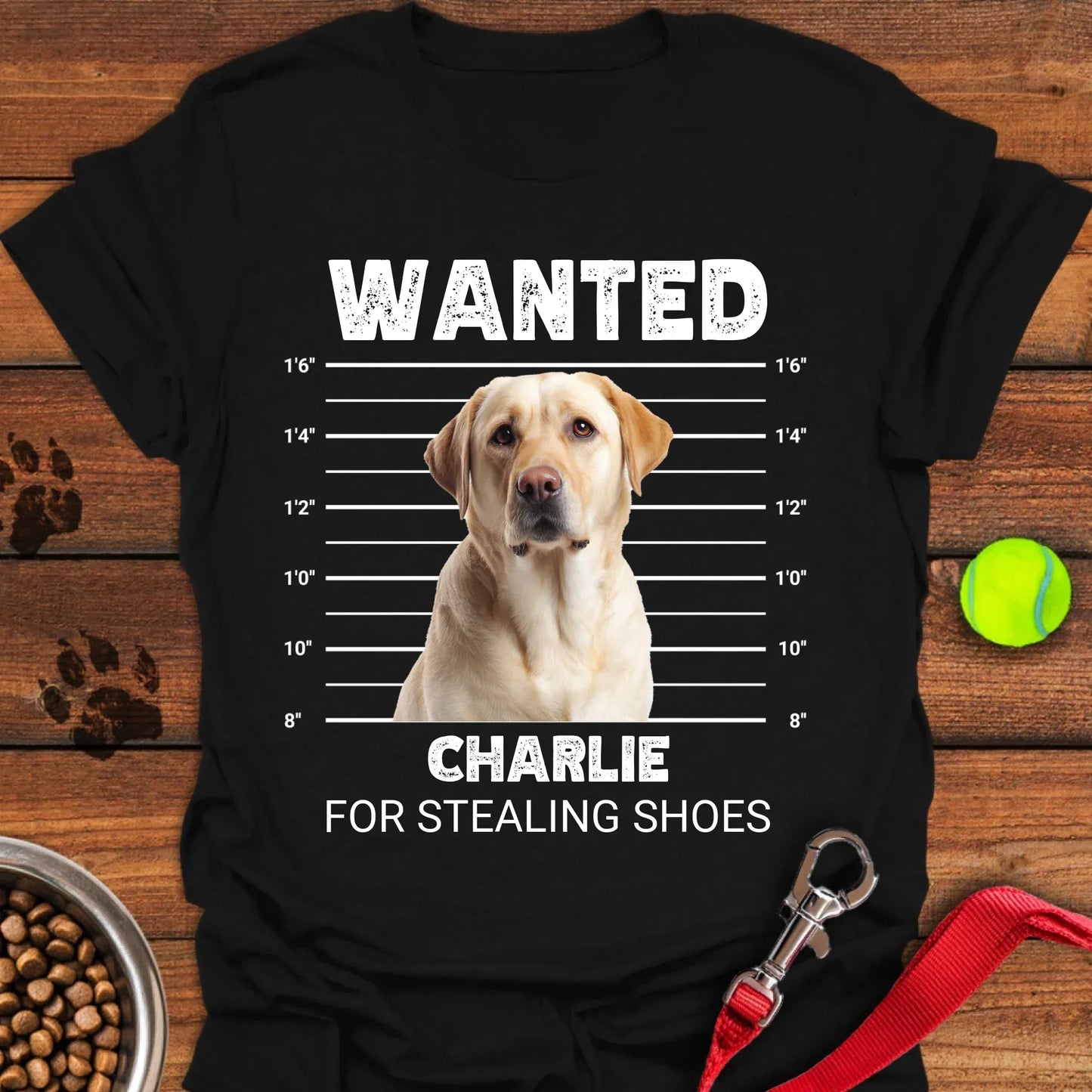 Personalized Labrador Mugshot T-Shirt Unisex Softstyle T-Shirt Black