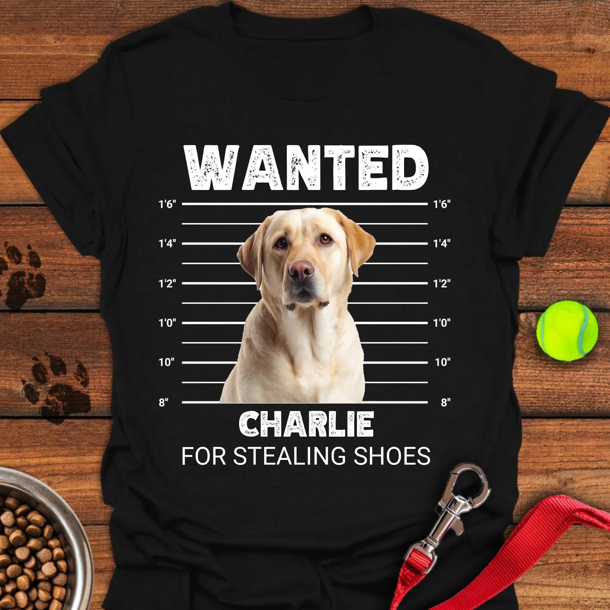 Personalized Labrador Mugshot T-Shirt Unisex Softstyle T-Shirt Black