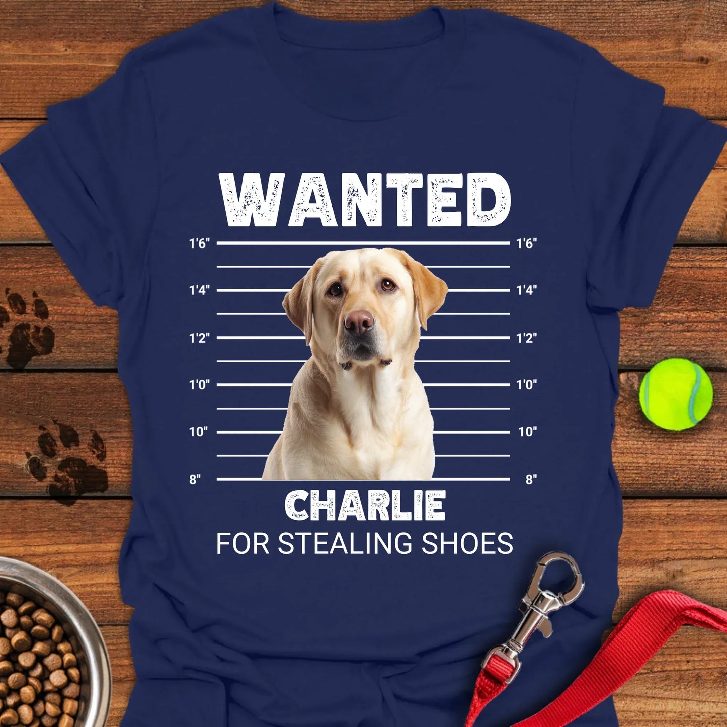 Personalized Labrador Mugshot T-Shirt Unisex Softstyle T-Shirt Navy