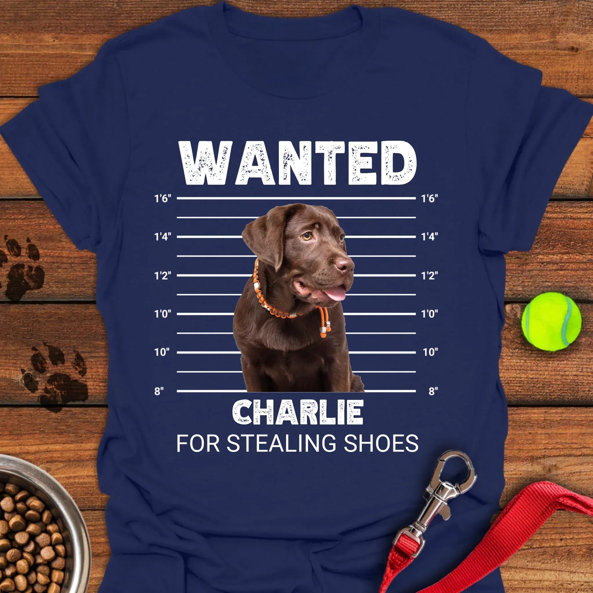 Personalized Chocolate Labrador Mugshot T-Shirt Unisex Softstyle T-Shirt Navy