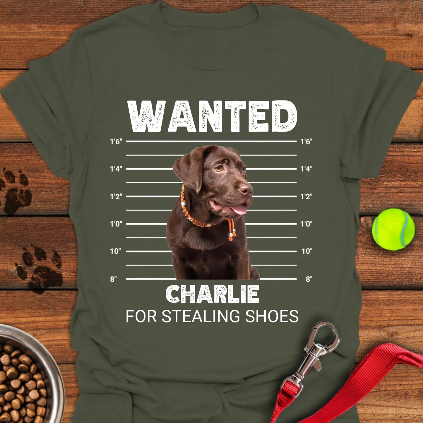 Personalized Chocolate Labrador Mugshot T-Shirt Unisex Softstyle T-Shirt Military Green