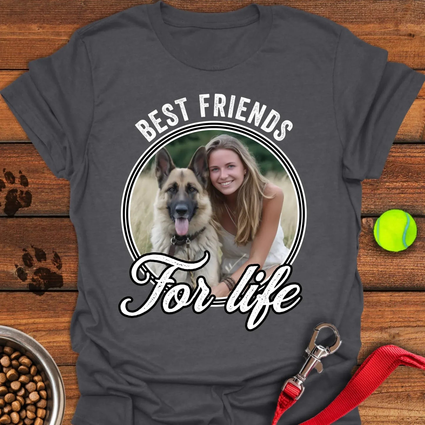 Personalized Best Friends Dog T-Shirt Unisex Softstyle T-Shirt Dark Heather