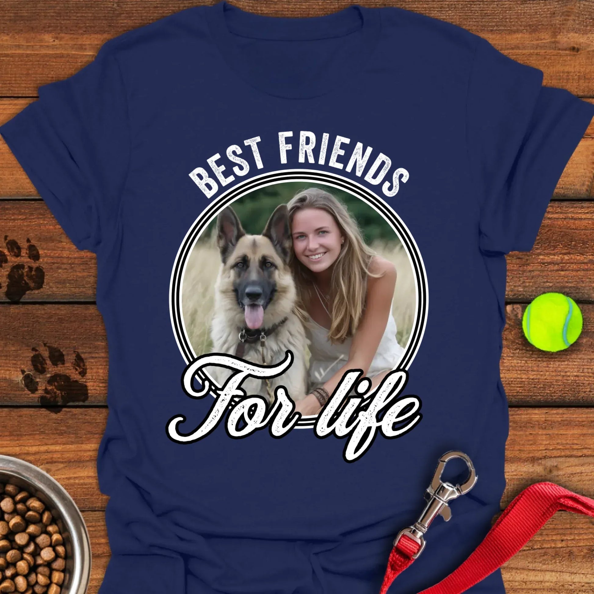 Personalized Best Friends Dog T-Shirt Unisex Softstyle T-Shirt Navy