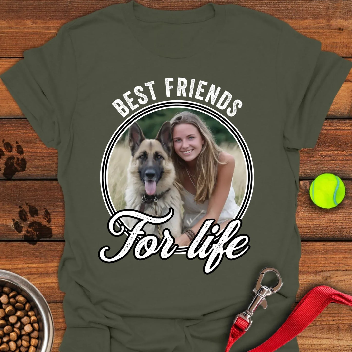 Personalized Best Friends Dog T-Shirt Unisex Softstyle T-Shirt Military Green