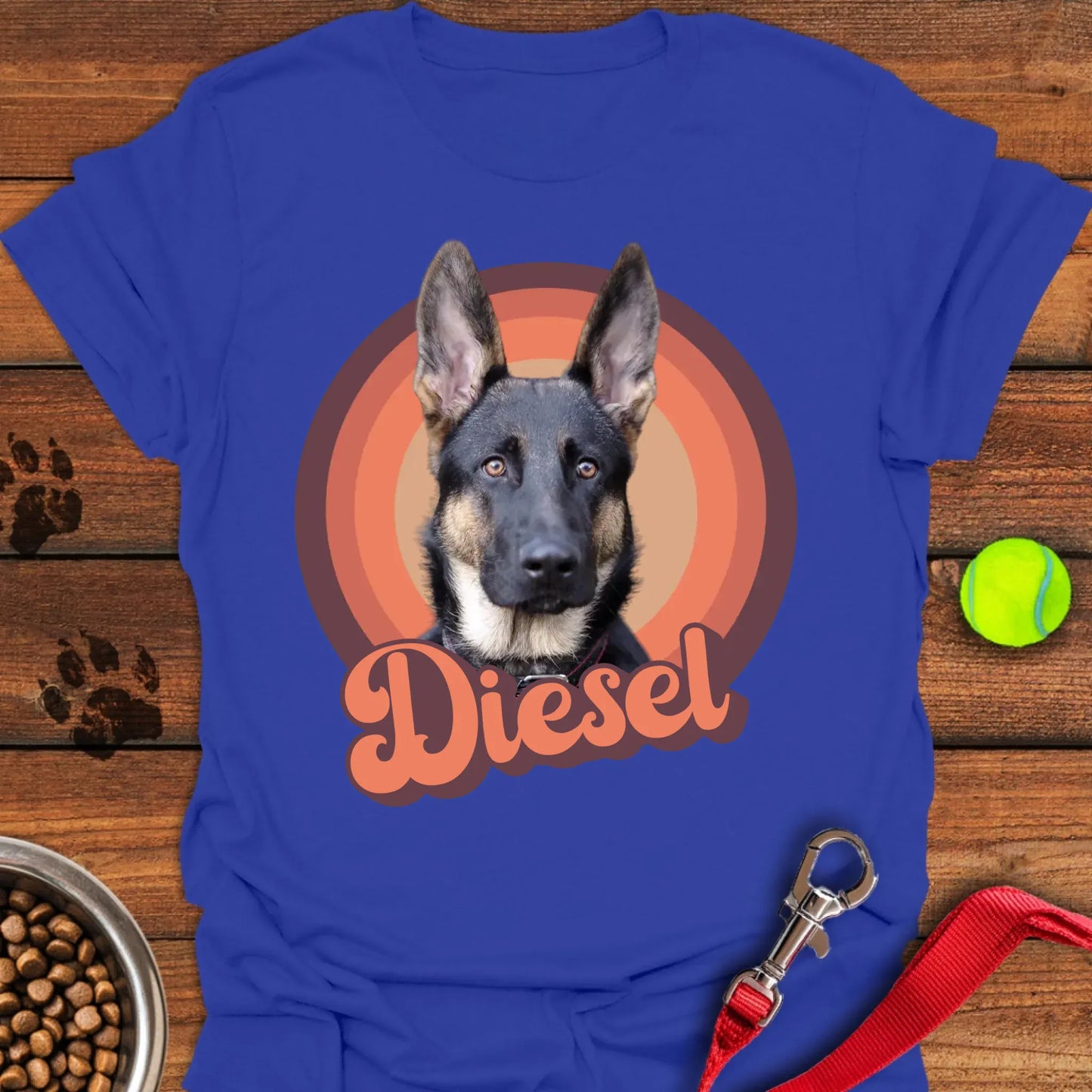 Personalized German Shepherd Portrait Unisex Softstyle T-Shirt Royal