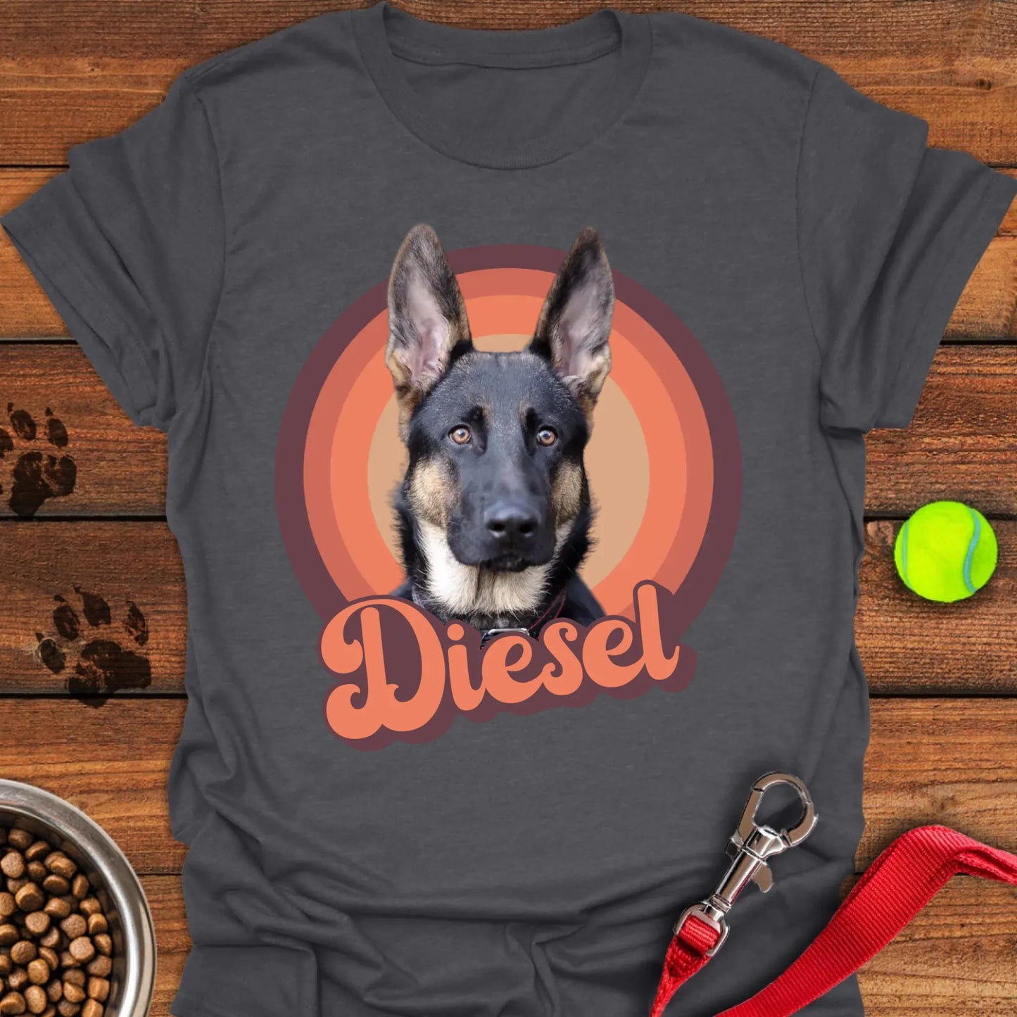Personalized German Shepherd Portrait Unisex Softstyle T-Shirt Dark Heather