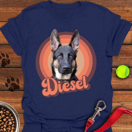 Personalized German Shepherd Portrait Unisex Softstyle T-Shirt Navy