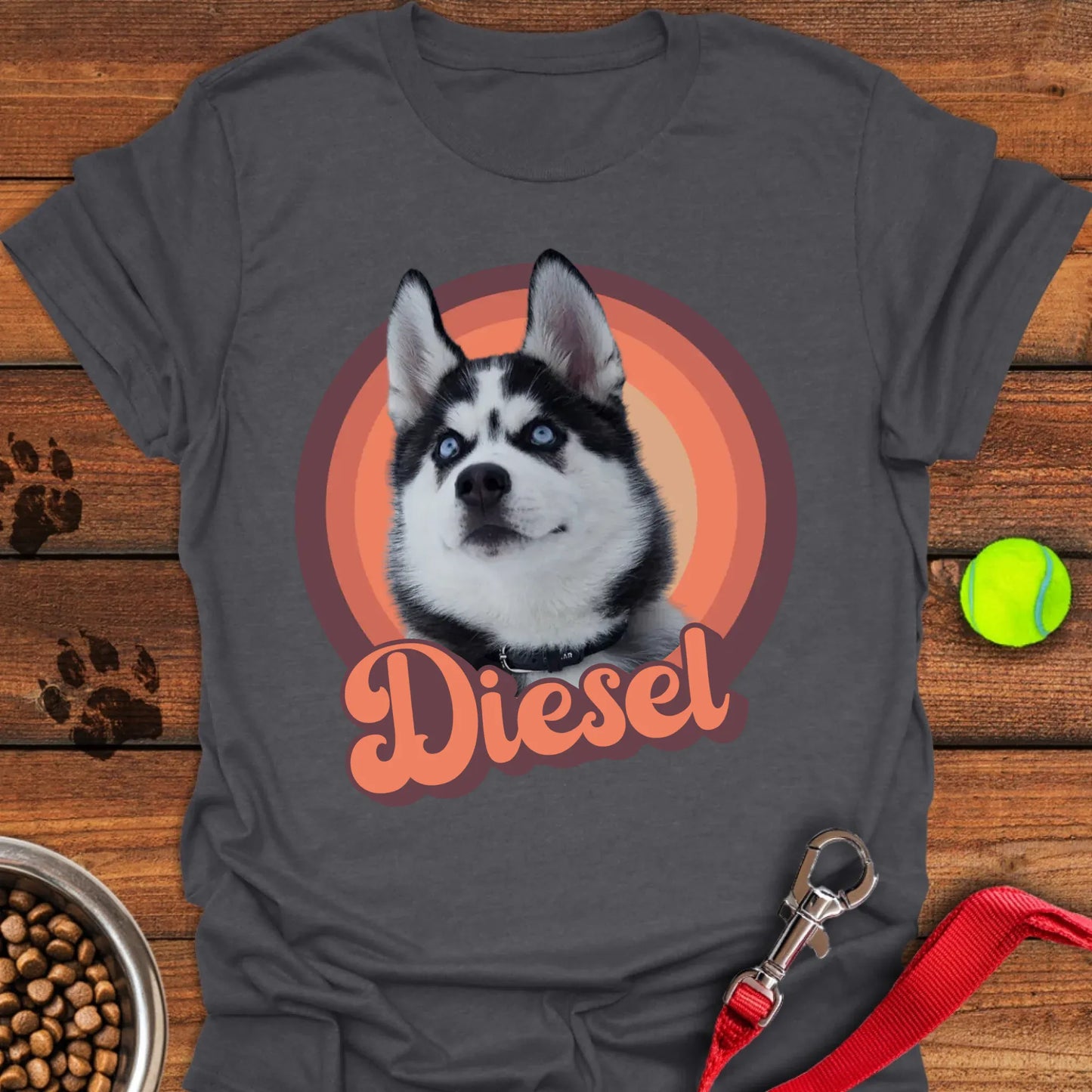 Personalized Husky Portrait Unisex Softstyle T-Shirt Dark Heather