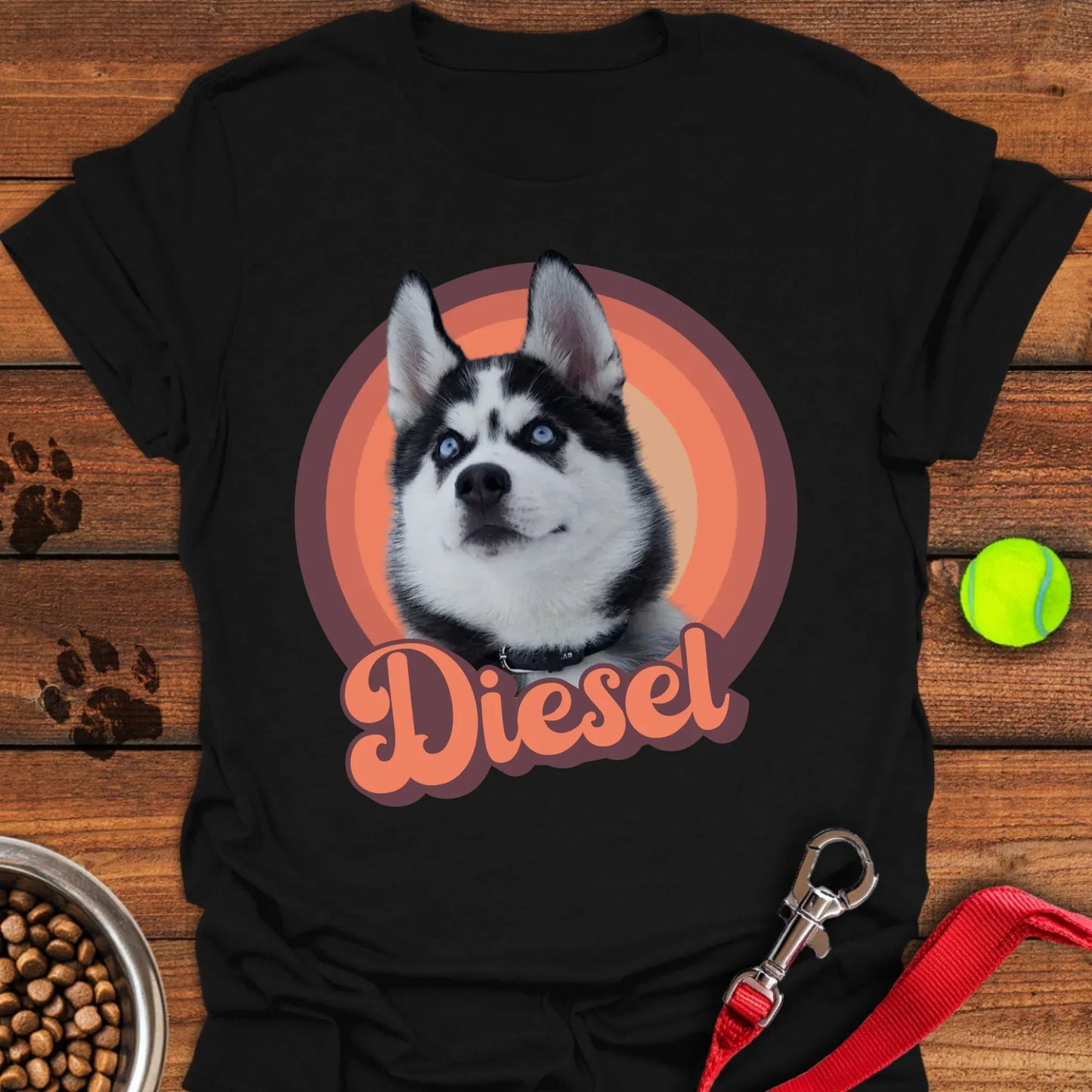 Personalized Husky Portrait Unisex Softstyle T-Shirt Black