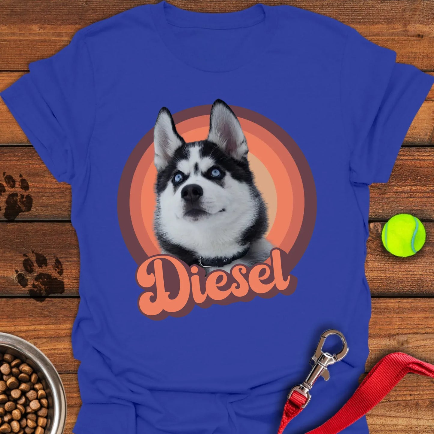 Personalized Husky Portrait Unisex Softstyle T-Shirt Royal