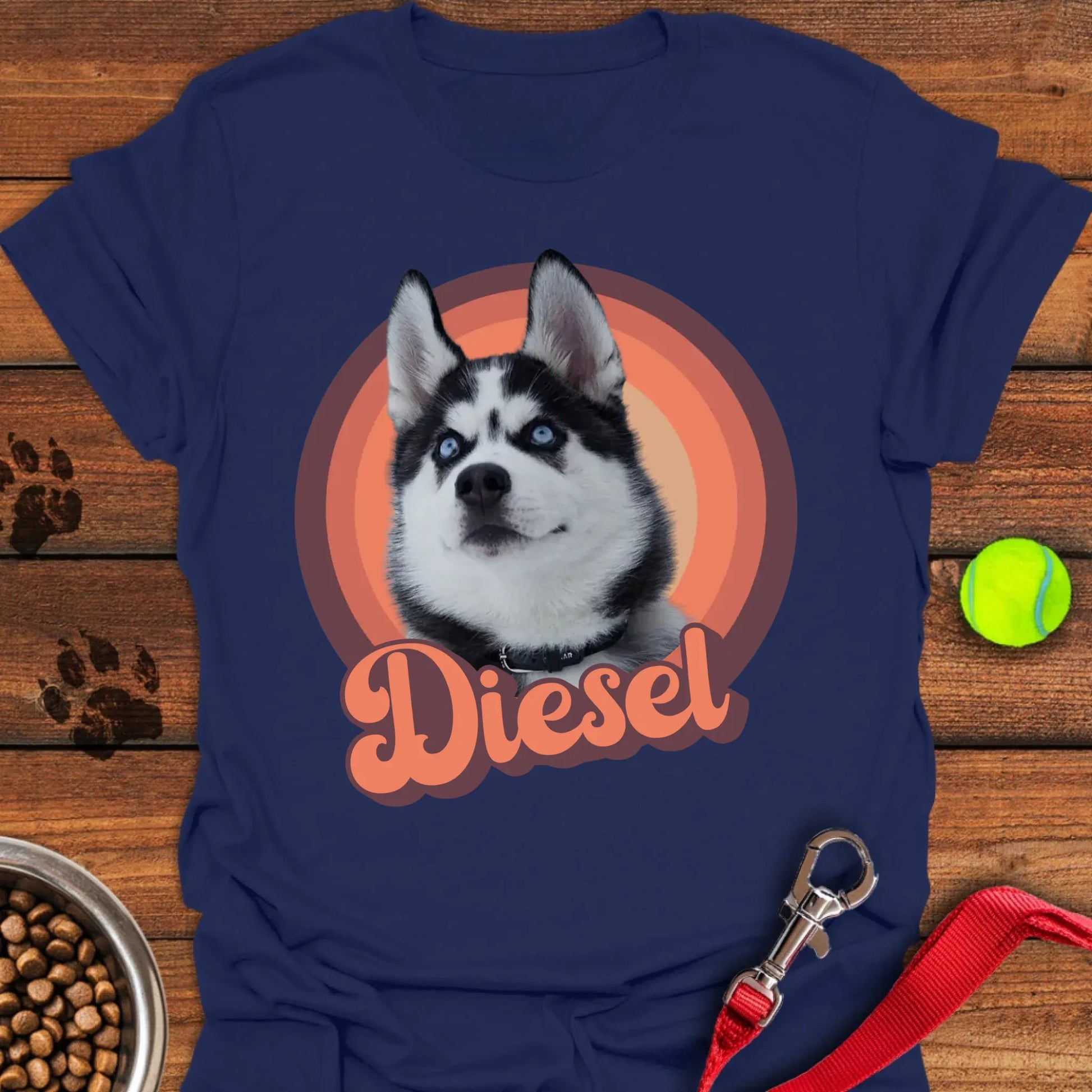 Personalized Husky Portrait Unisex Softstyle T-Shirt Navy
