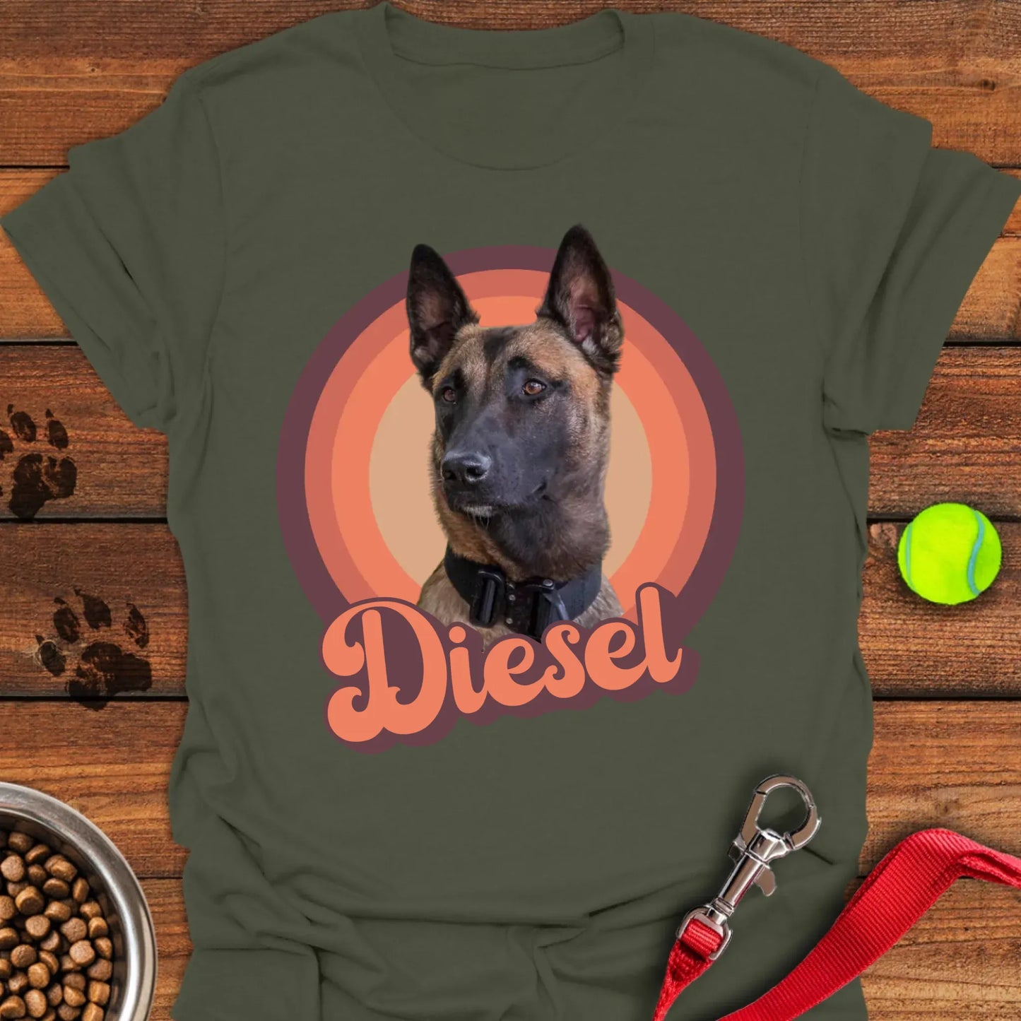 Belgian Malinois Portrait Unisex Softstyle T-Shirt Military Green
