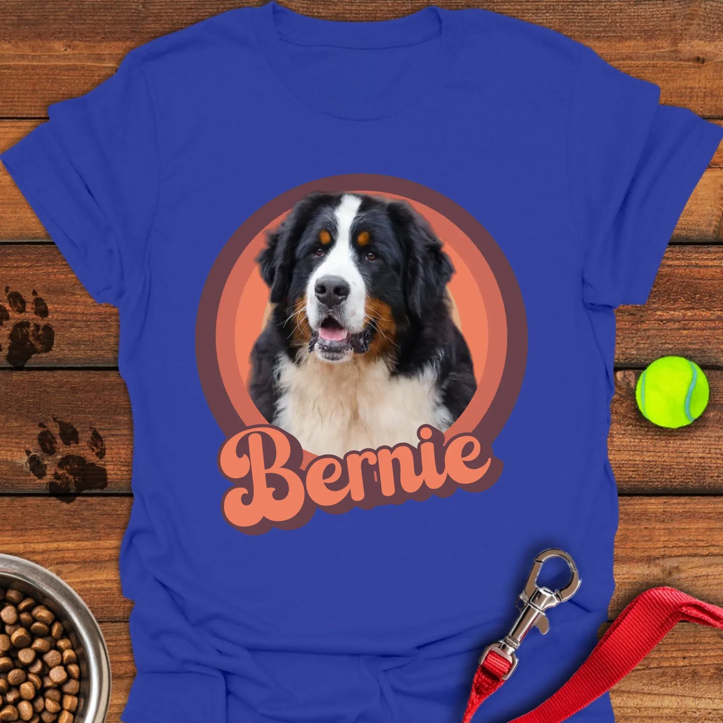 Personalized Bernese Mountain Dog Portrait Unisex Softstyle T-Shirt Royal
