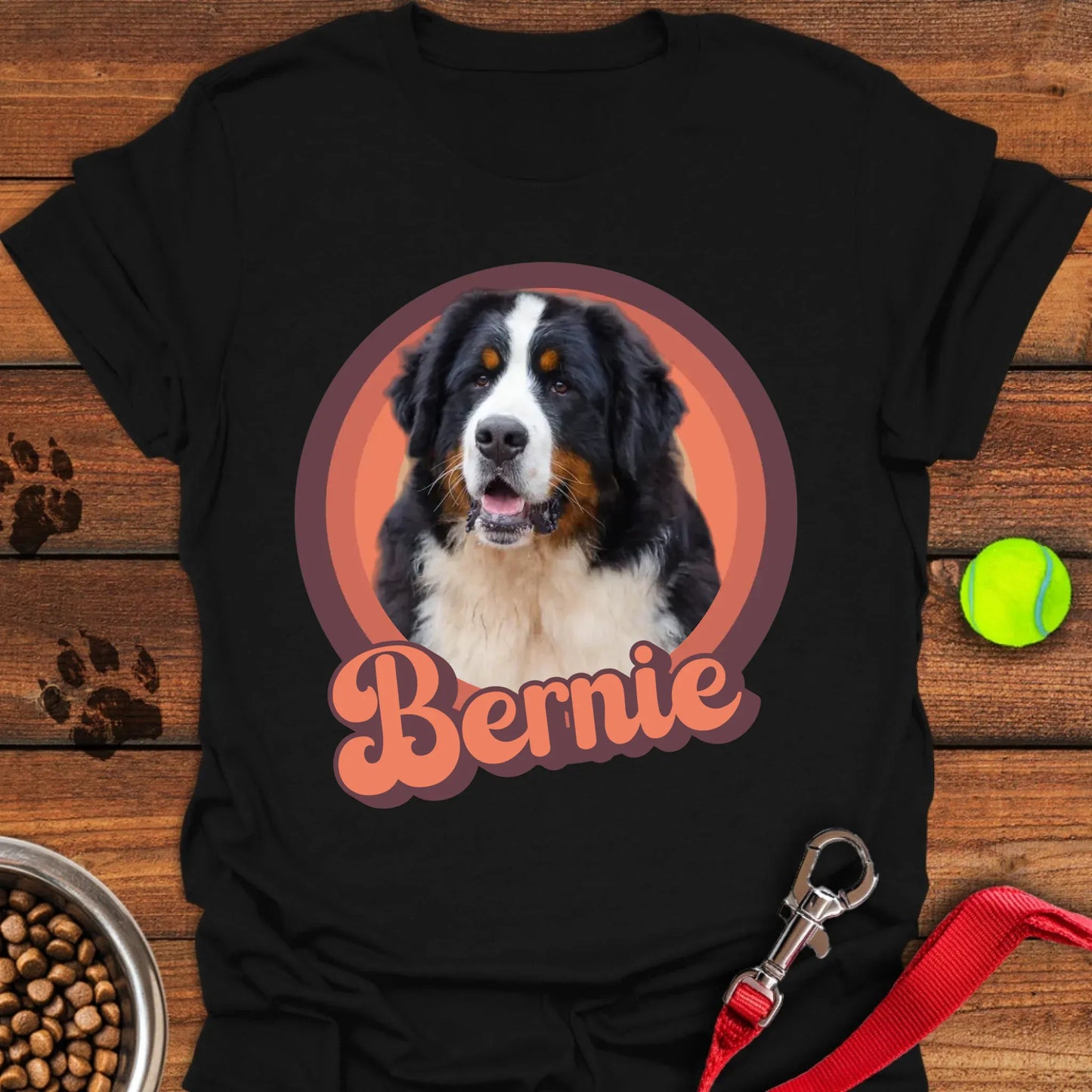 Personalized Bernese Mountain Dog Portrait Unisex Softstyle T-Shirt Black