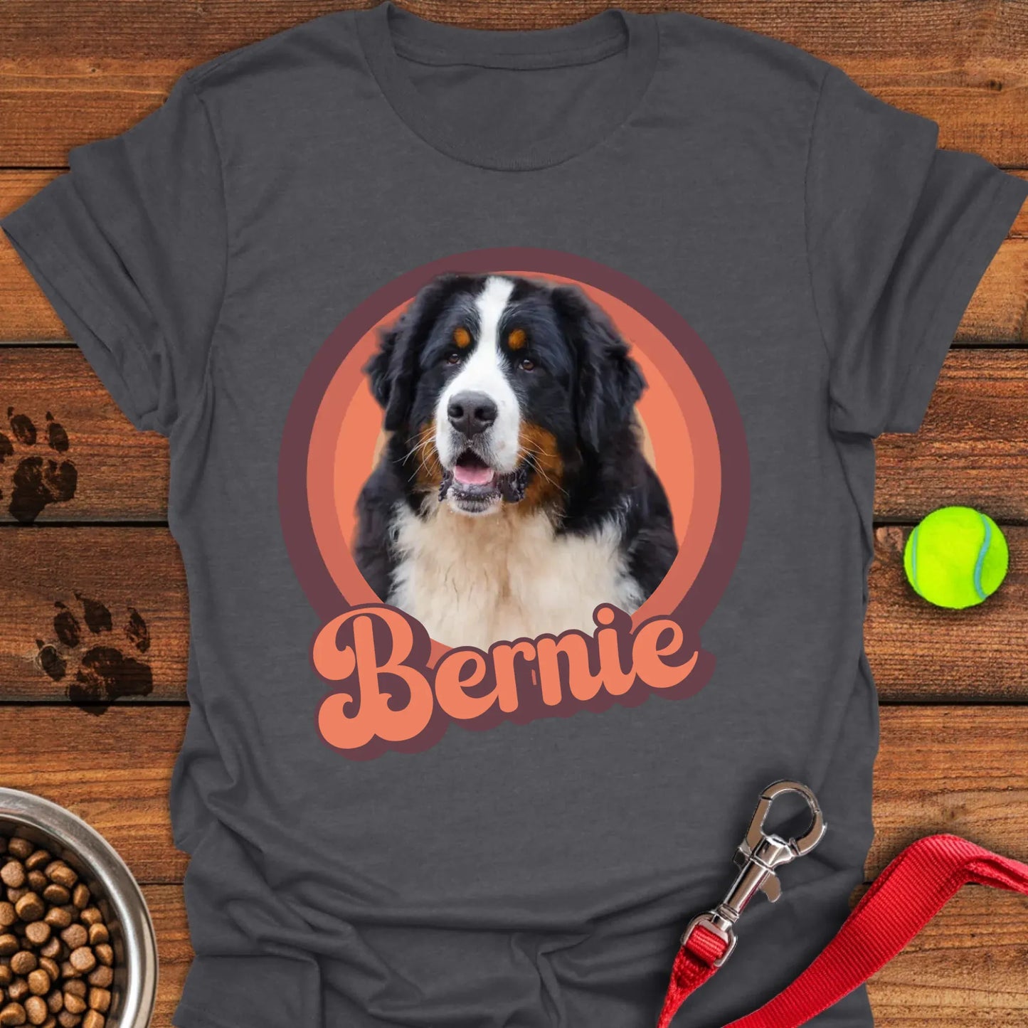 Personalized Bernese Mountain Dog Portrait Unisex Softstyle T-Shirt Dark Heather