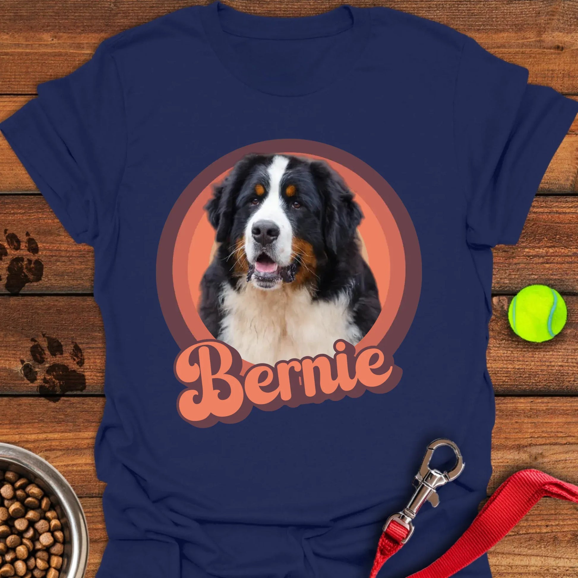 Personalized Bernese Mountain Dog Portrait Unisex Softstyle T-Shirt Navy