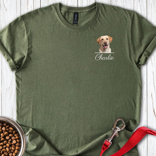 Personalized Subtle Chest Dog T-Shirt Unisex Softstyle T-Shirt Military Green
