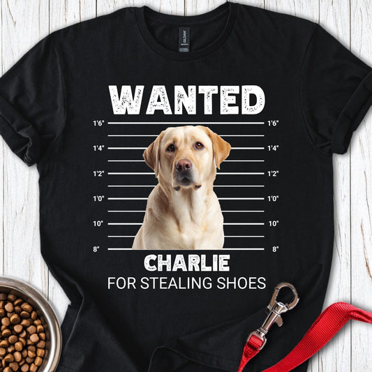 Personalized Labrador Mugshot T-Shirt Unisex Softstyle T-Shirt Black