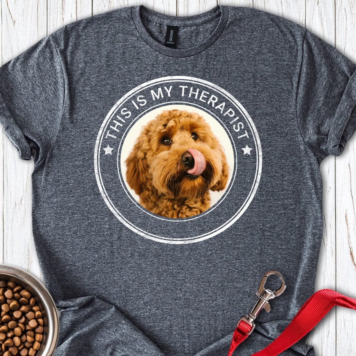 Personalized Dog My Therapist T-Shirt Unisex Softstyle T-Shirt Dark Heather