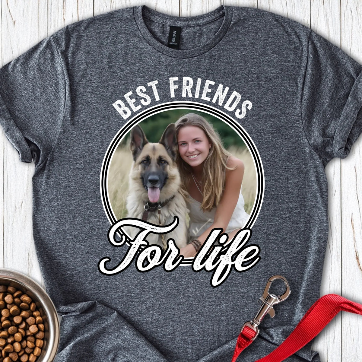 Personalized Best Friends Dog T-Shirt Unisex Softstyle T-Shirt Dark Heather