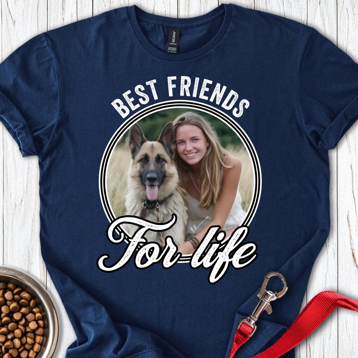 Personalized Best Friends Dog T-Shirt Unisex Softstyle T-Shirt Navy
