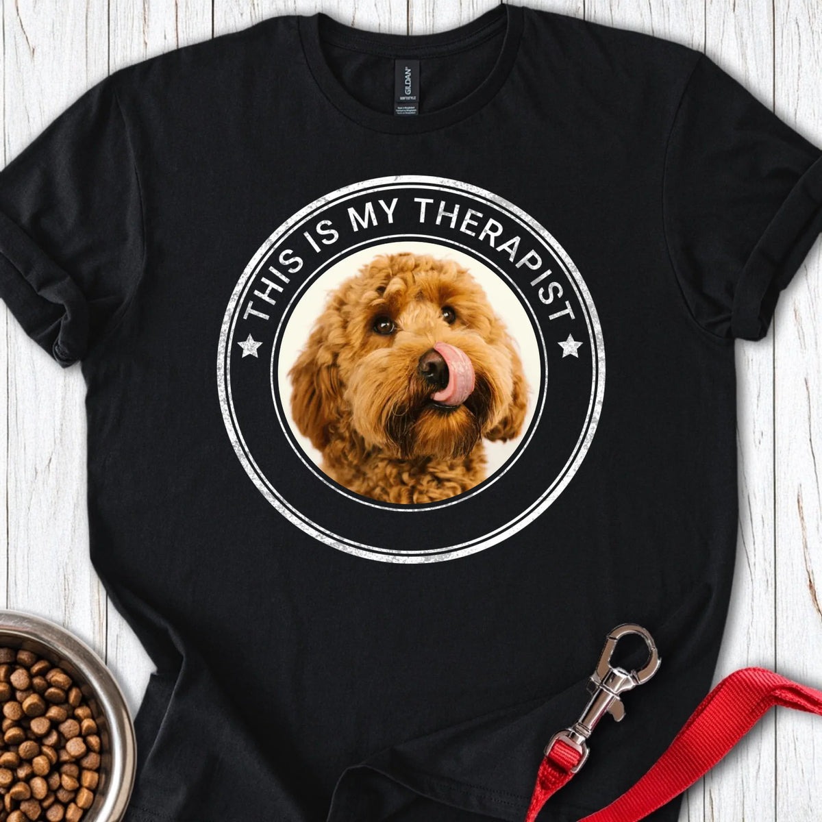 Personalized Dog My Therapist T-Shirt Unisex Softstyle T-Shirt Black