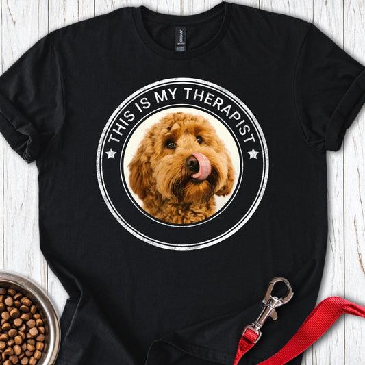 Personalized Dog My Therapist T-Shirt Unisex Softstyle T-Shirt Black