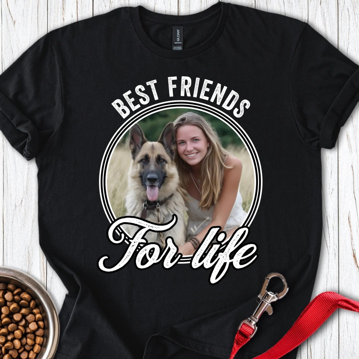 Personalized Best Friends Dog T-Shirt Unisex Softstyle T-Shirt Black