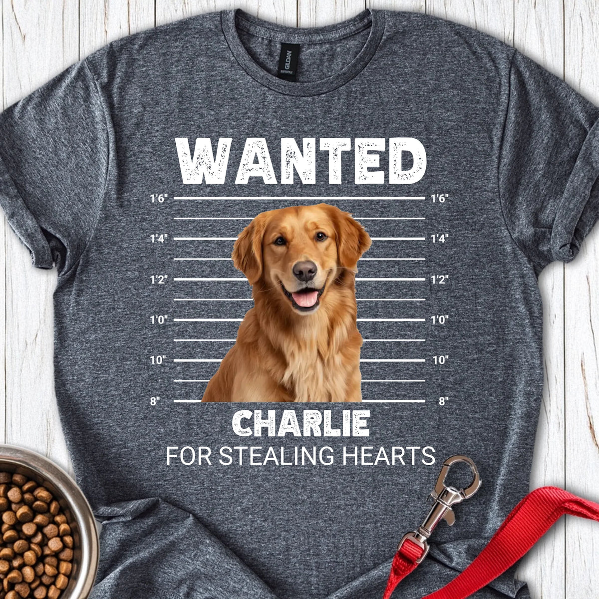 Personalized Mugshot Dog T-Shirt Unisex Softstyle T-Shirt Dark Heather