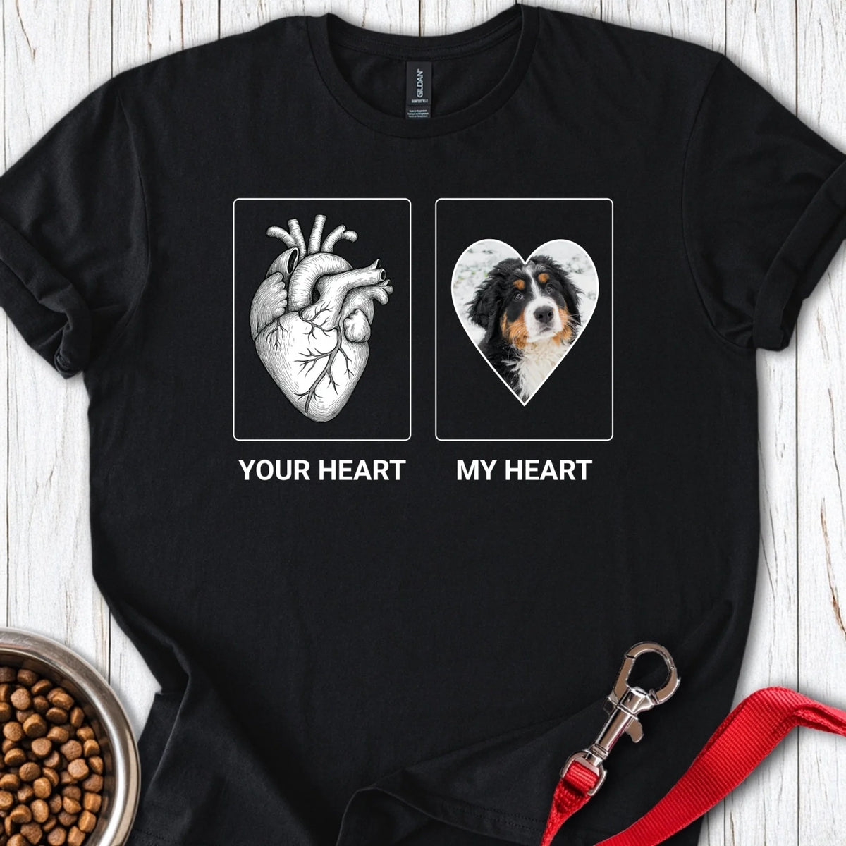 Personalized My Heart Dog T-Shirt Unisex Softstyle T-Shirt Black