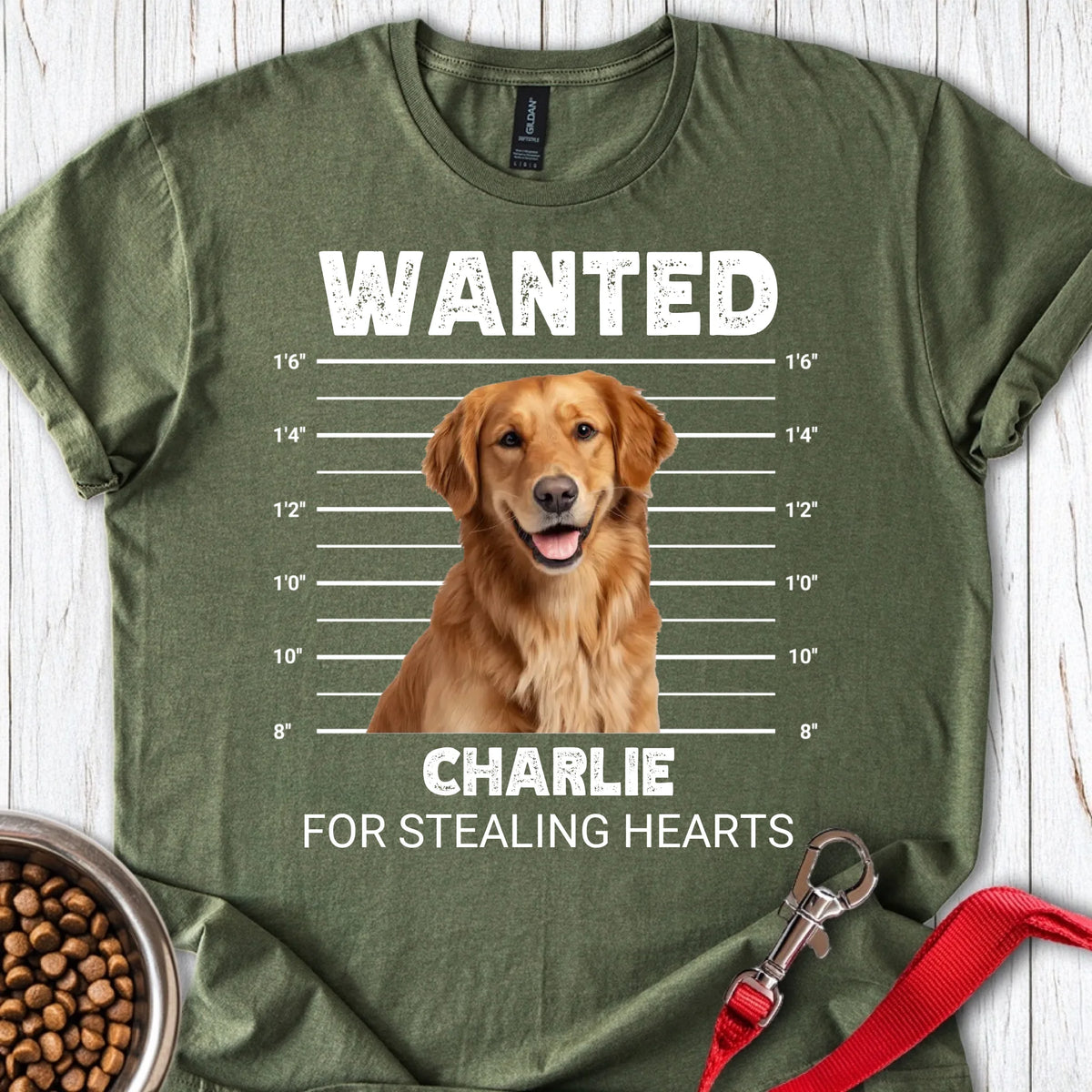 Personalized Mugshot Dog T-Shirt Unisex Softstyle T-Shirt Military Green