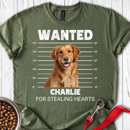 Personalized Mugshot Dog T-Shirt Unisex Softstyle T-Shirt Military Green