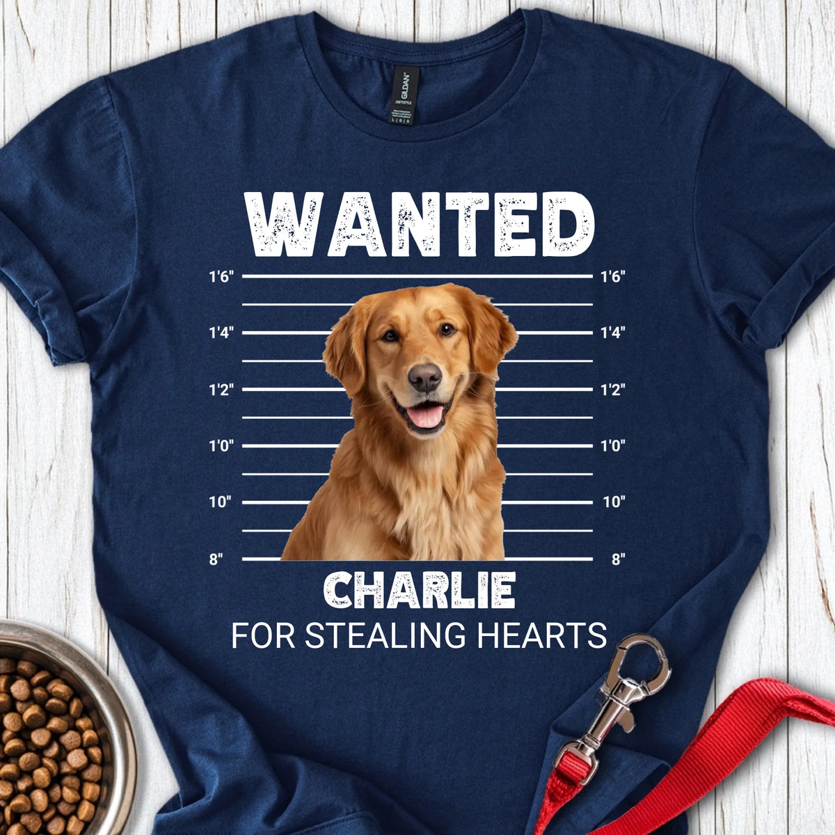 Personalized Mugshot Dog T-Shirt Unisex Softstyle T-Shirt Navy