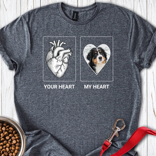 Personalized My Heart Dog T-Shirt Unisex Softstyle T-Shirt Dark Heather