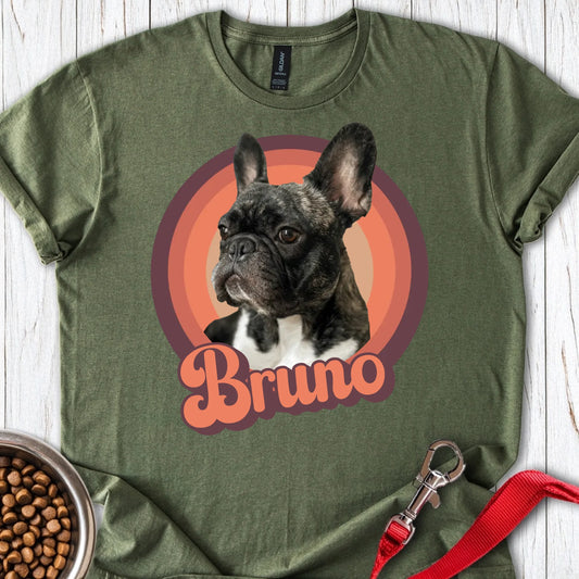 Personalized Dog Portrait T-Shirt Unisex Softstyle T-Shirt Military Green
