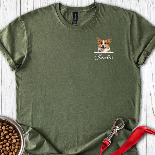 Personalized Dog Logo Chest T-Shirt Unisex Softstyle T-Shirt Military Green