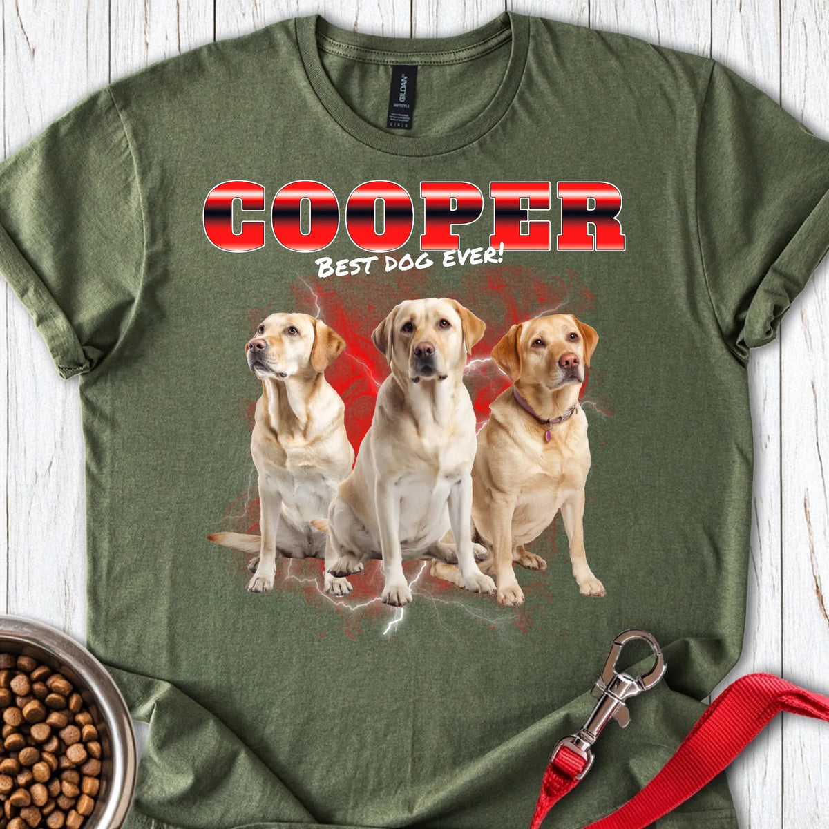 Personalized Bootleg Dog T-Shirt Unisex Softstyle T-Shirt Military Green