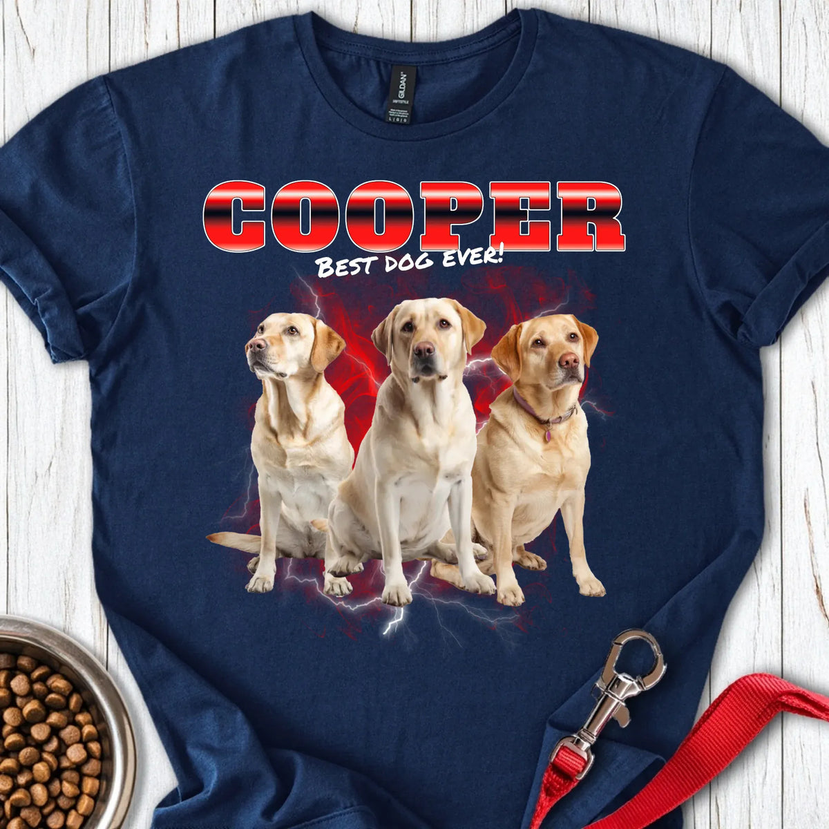 Personalized Bootleg Dog T-Shirt Unisex Softstyle T-Shirt Navy