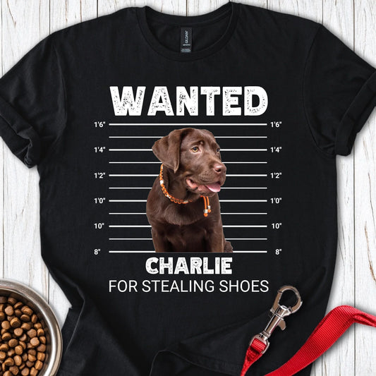 Personalized Chocolate Labrador Mugshot T-Shirt Unisex Softstyle T-Shirt Black