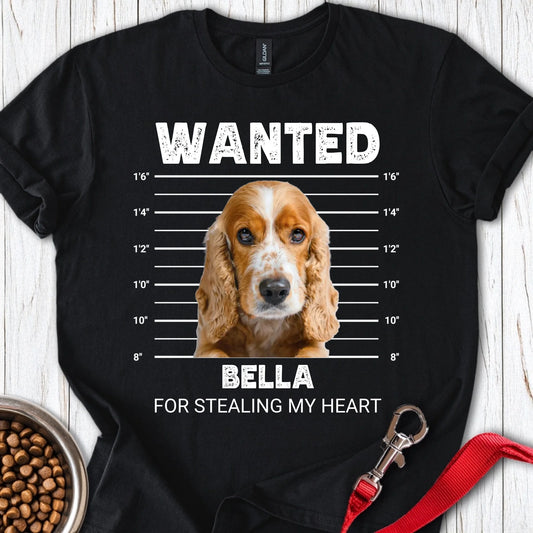 Personalized Cocker Spaniel Bulldog Mugshot Unisex Softstyle T-Shirt Black