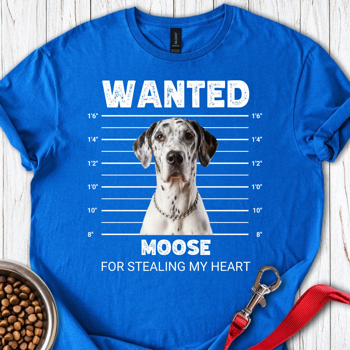 Personalized Great Dane Mugshot Unisex Softstyle T-Shirt Royal