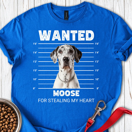 Personalized Great Dane Mugshot Unisex Softstyle T-Shirt Royal
