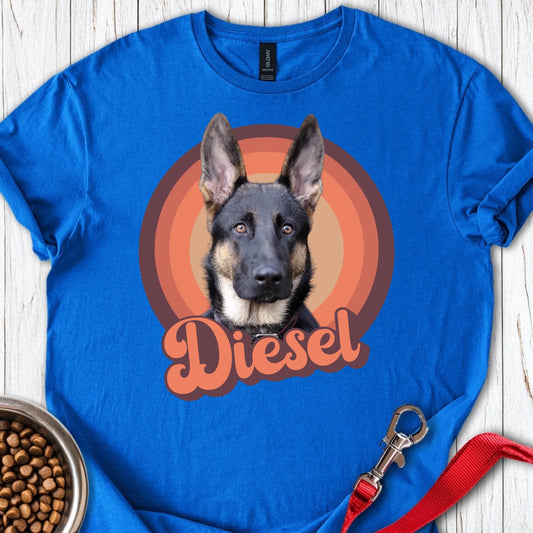 Personalized German Shepherd Portrait Unisex Softstyle T-Shirt Royal