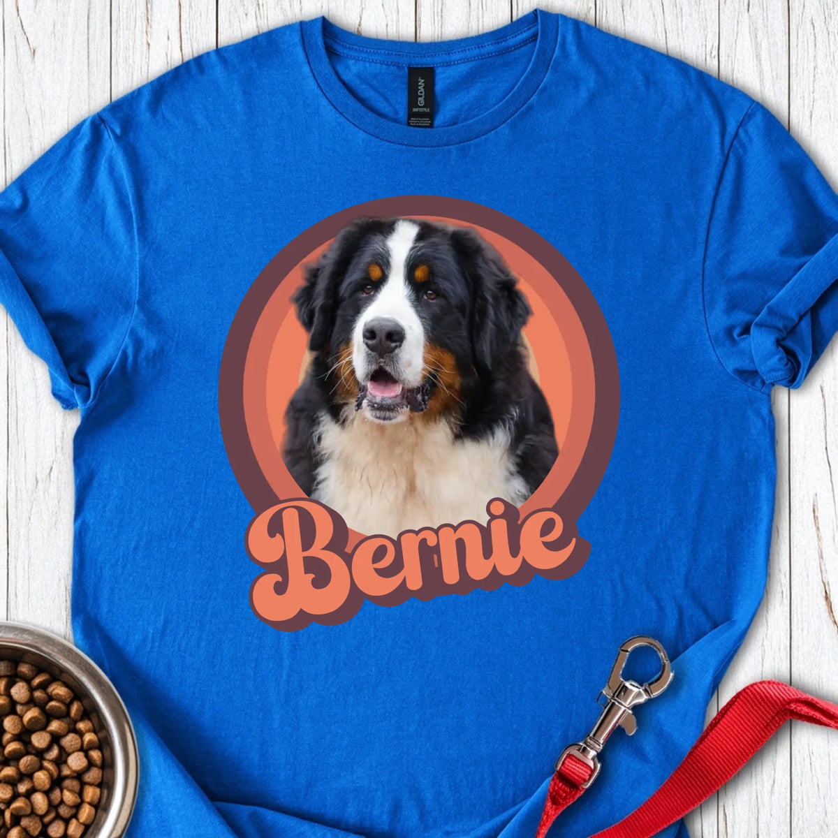 Personalized Bernese Mountain Dog Portrait Unisex Softstyle T-Shirt Royal