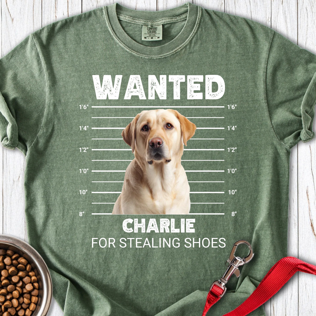 Personalized Dog Mugshot Premium Tee Unisex Garment-Dyed T-shirt Moss
