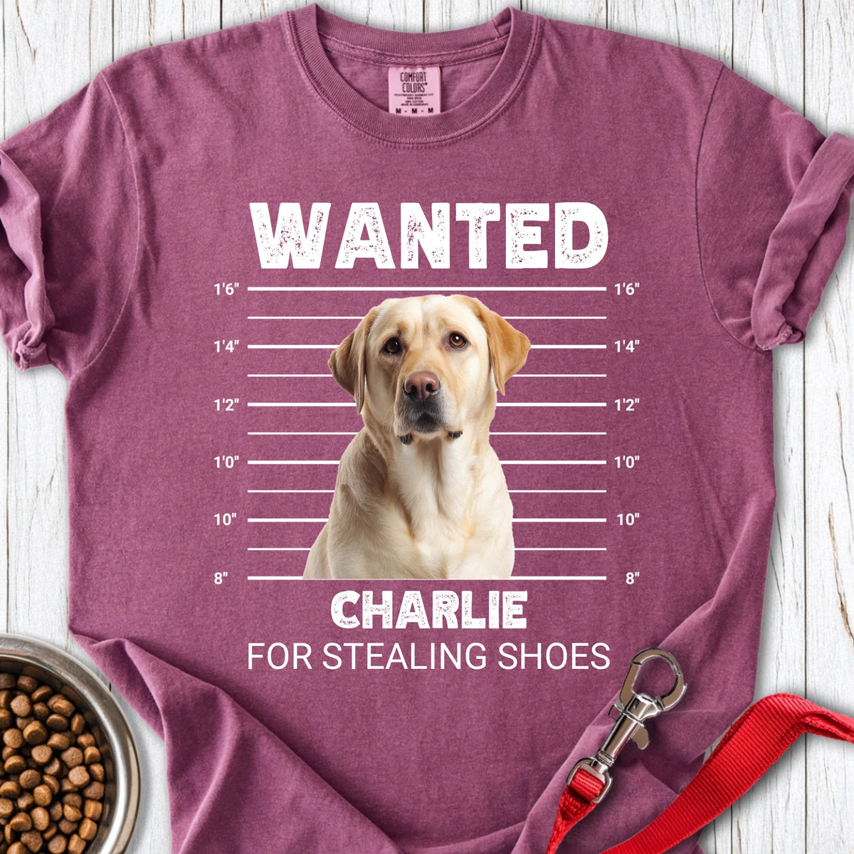 Personalized Dog Mugshot Premium Tee Unisex Garment-Dyed T-shirt Berry