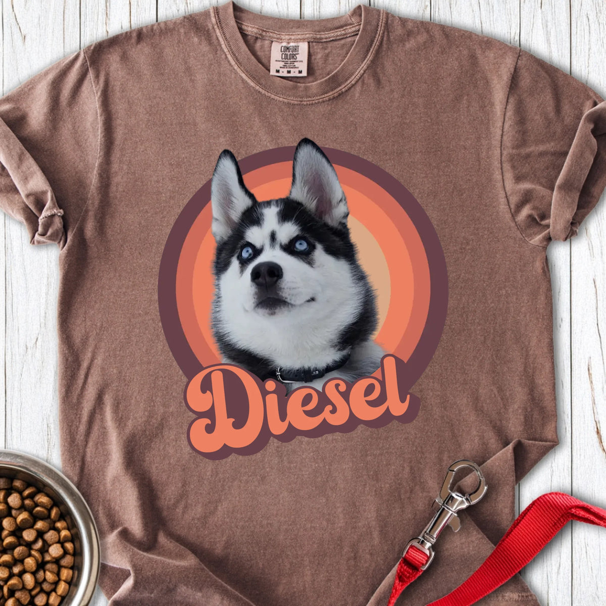 Personalized Dog Portrait Premium Tee Unisex Garment-Dyed T-shirt Espresso